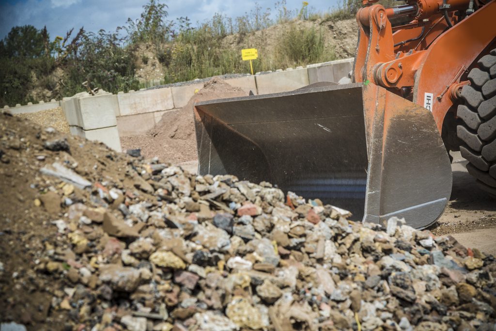 Machine gathering aggregates in Bristol